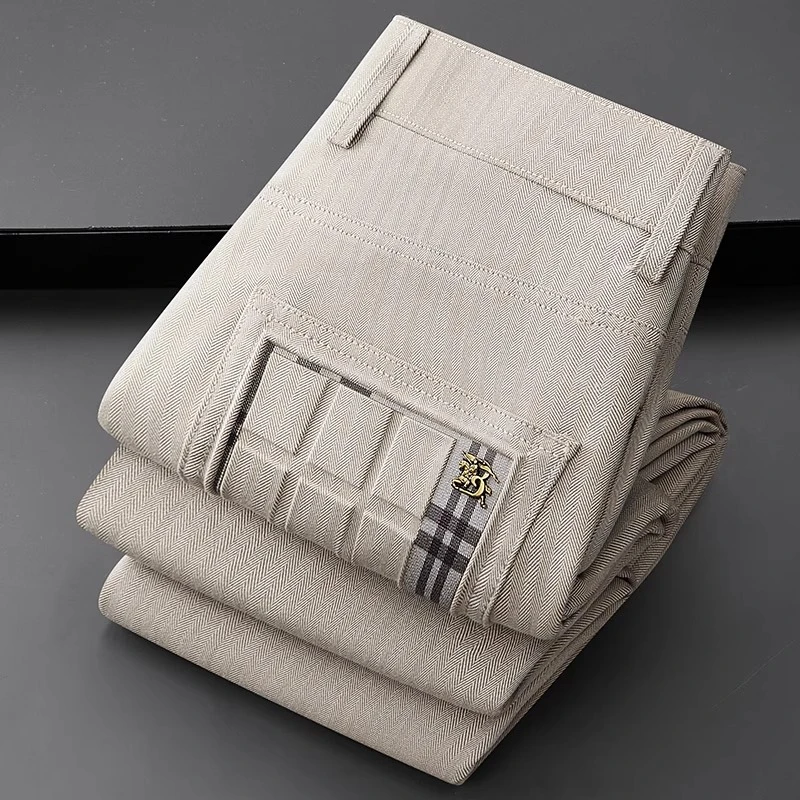 轻奢级提花压凸工艺商务休闲裤男修身夏季时尚欧货小直筒西裤男士