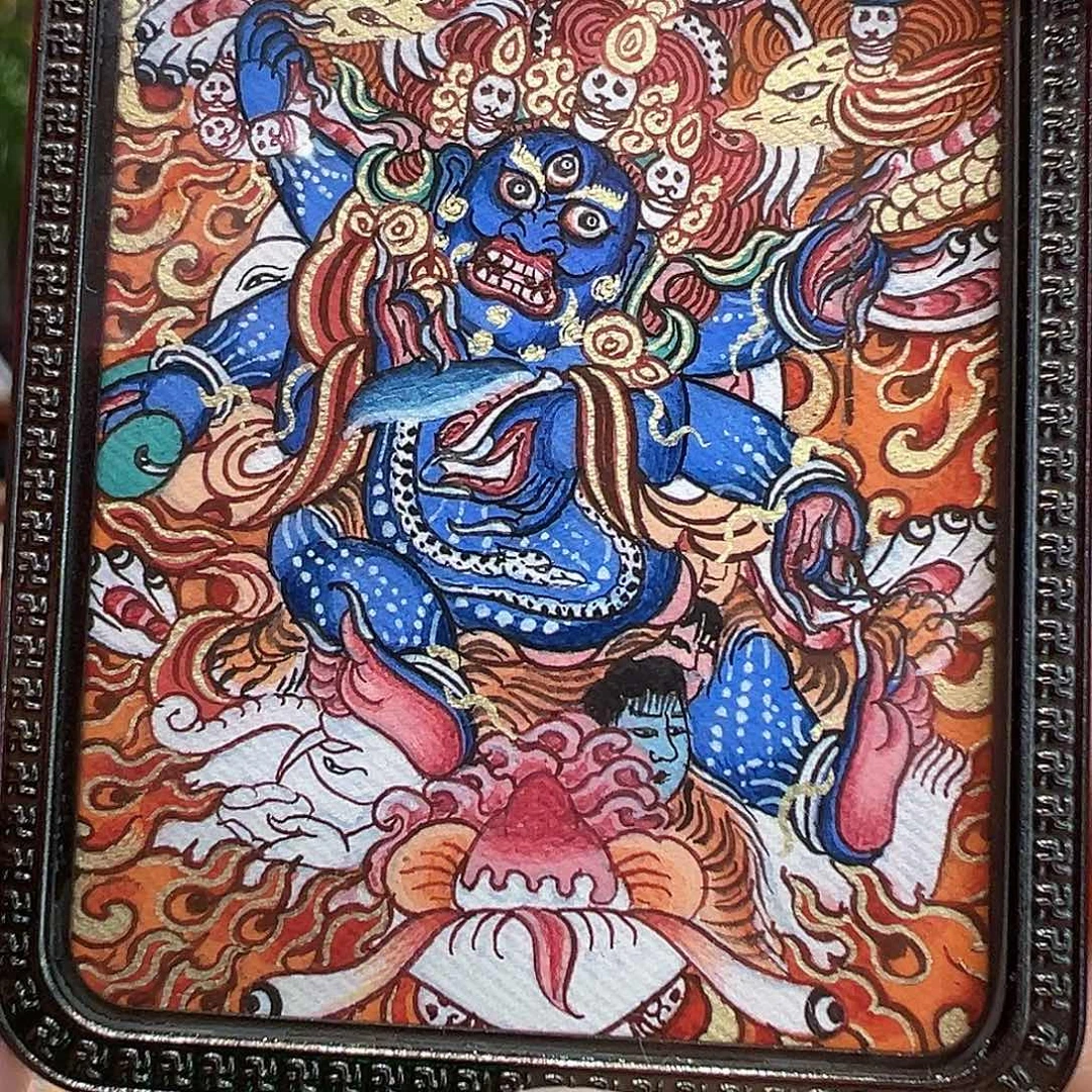 吊坠全手绘热贡唐卡大黑天