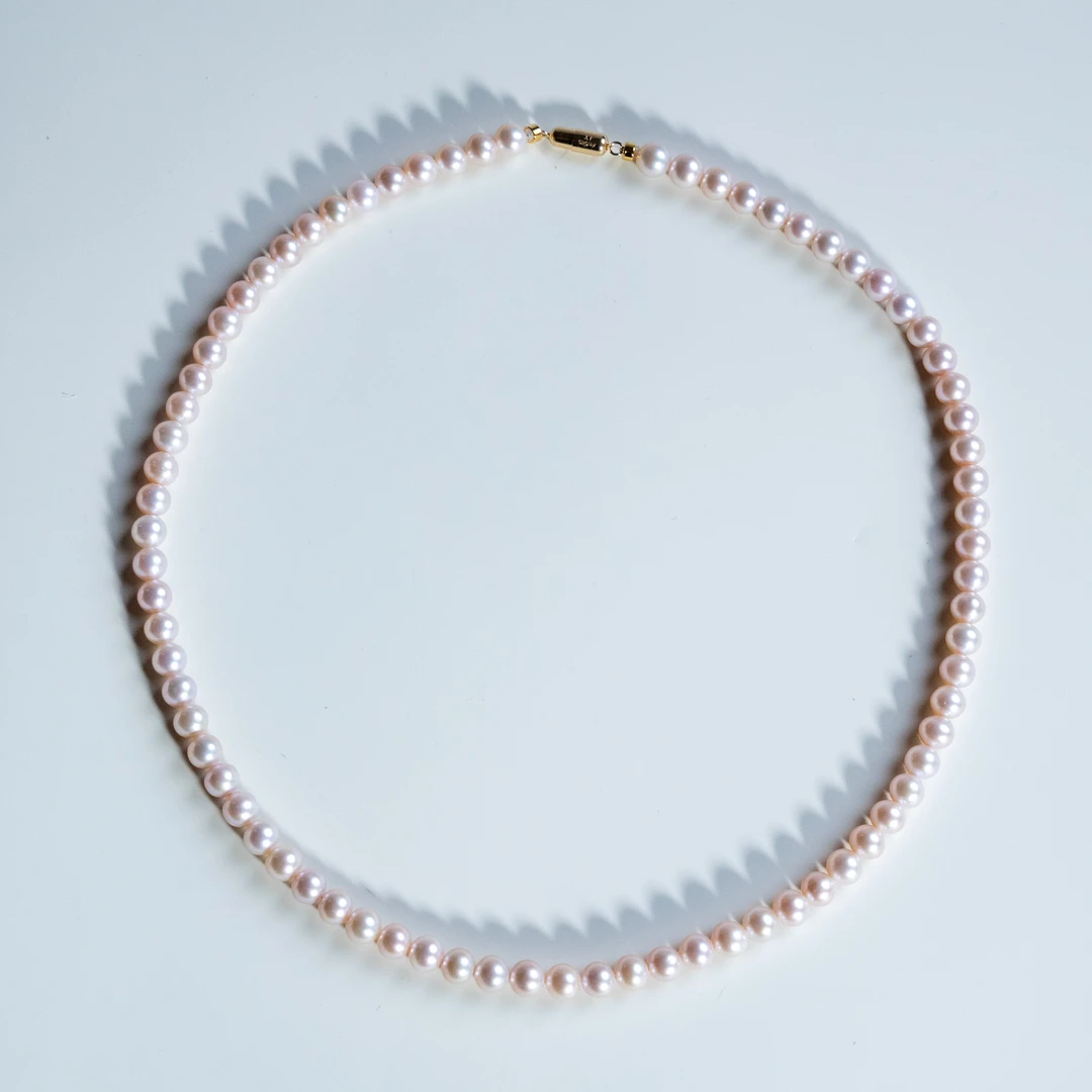 【憨姐强推】强光天然珍珠白片满串百搭14K金磁吸扣项链5.5-6mm