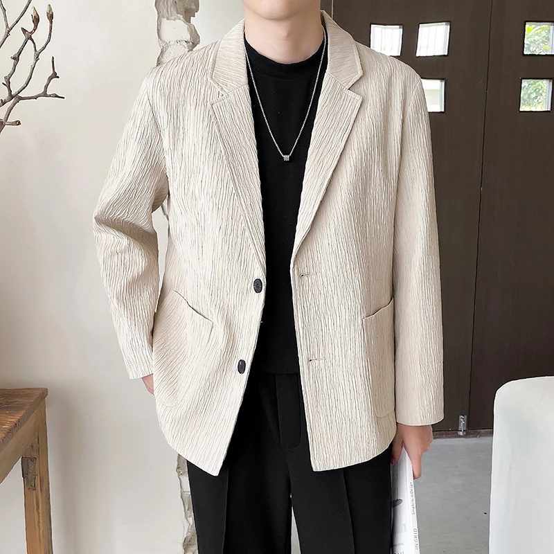 VALVOELITE新款秋季肌理感西装外套男士时尚休闲痞帅宽松潮流帅气