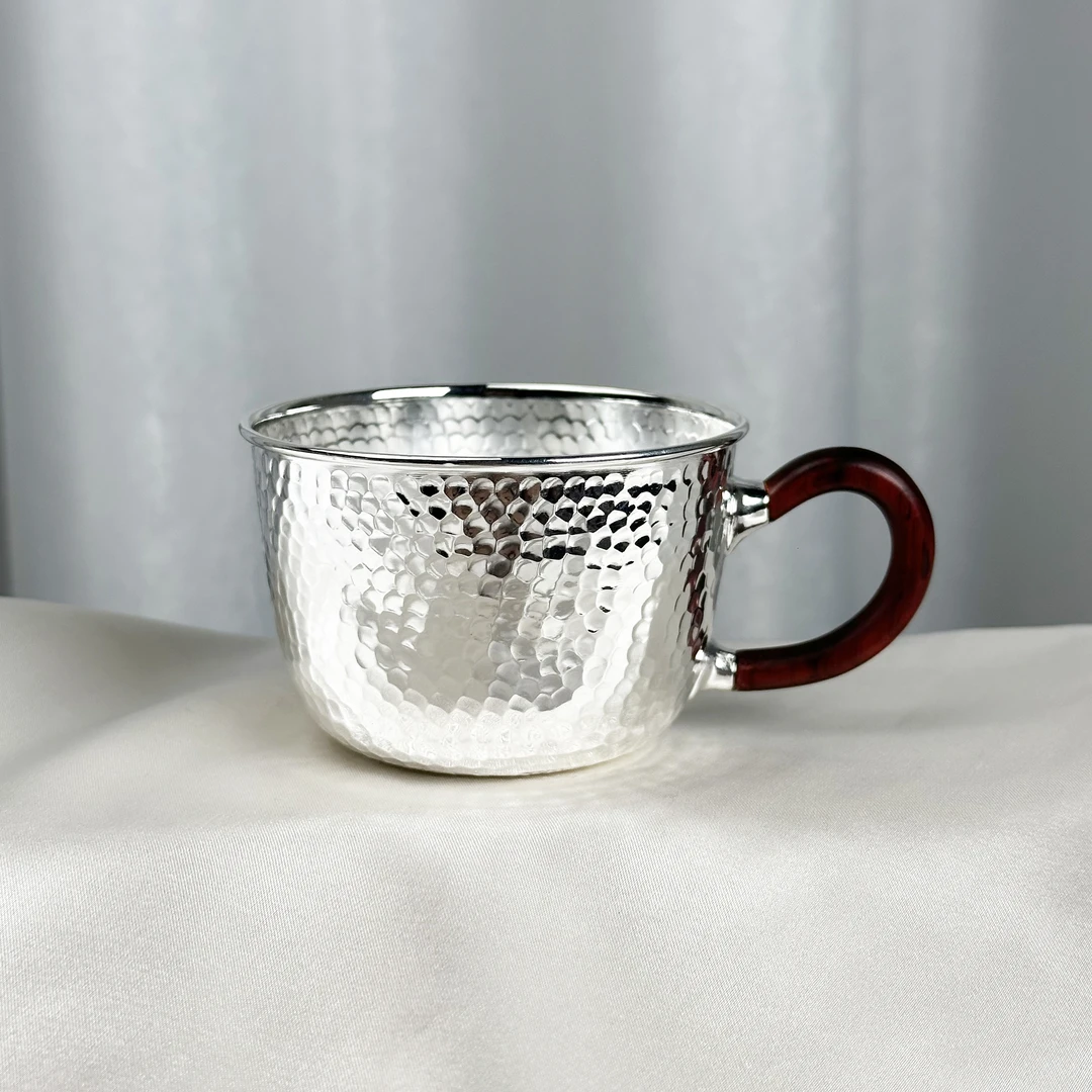 新品--手工999大锤纹主人杯银杯
