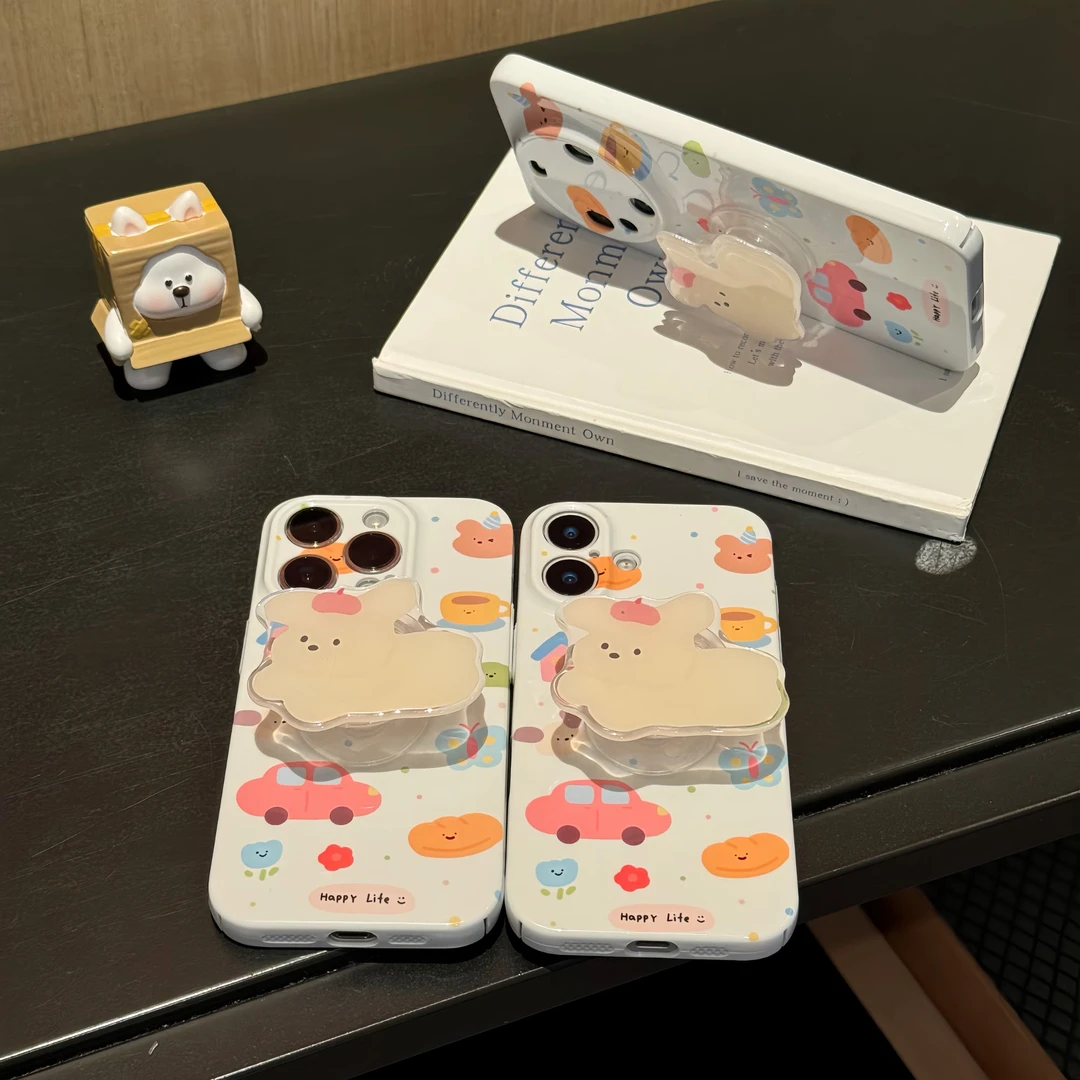 小车车小狗支架适用苹果17菲林手机壳iPhone16华为vivo小米15oppo