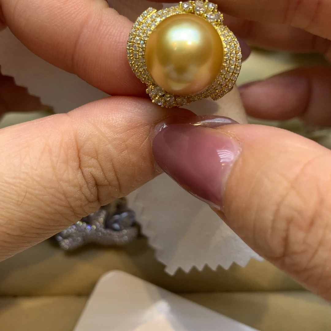 银S925镶嵌戒指海水珍珠