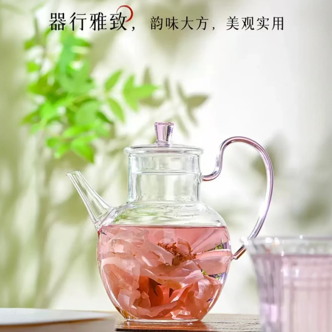 复古仿宋苹果执壶煮茶壶玻璃高硼硅花茶果茶绿茶壶