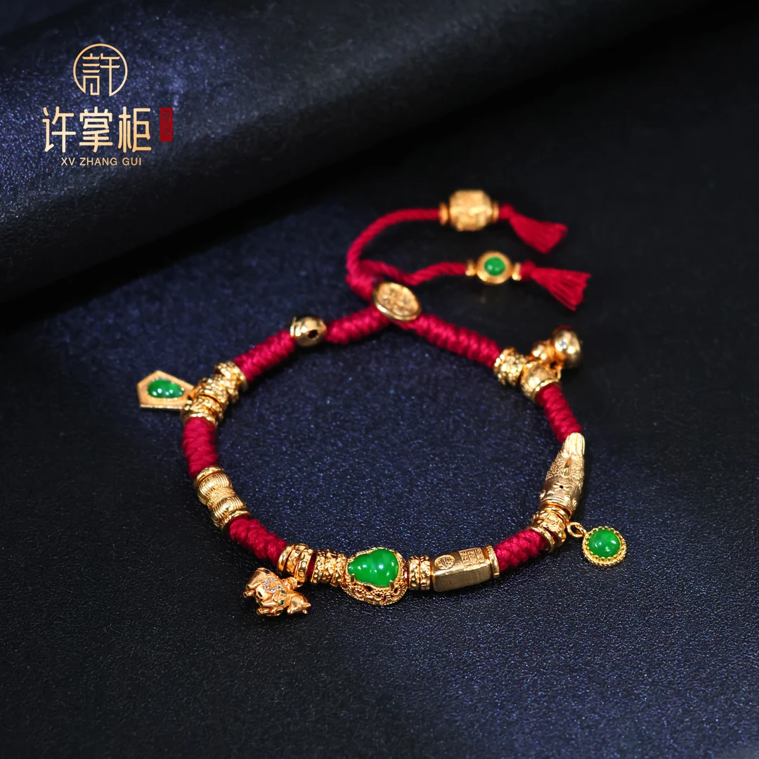 YGY｜三合瑞吉 S925银翡翠手绳天然翡翠A货盘缠多宝三合红手绳