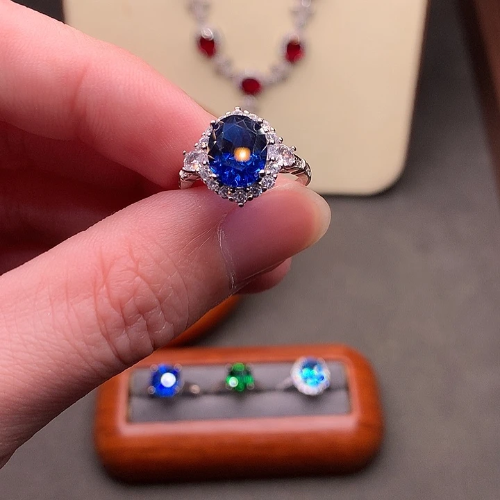 银S925镶嵌戒指蓝宝石