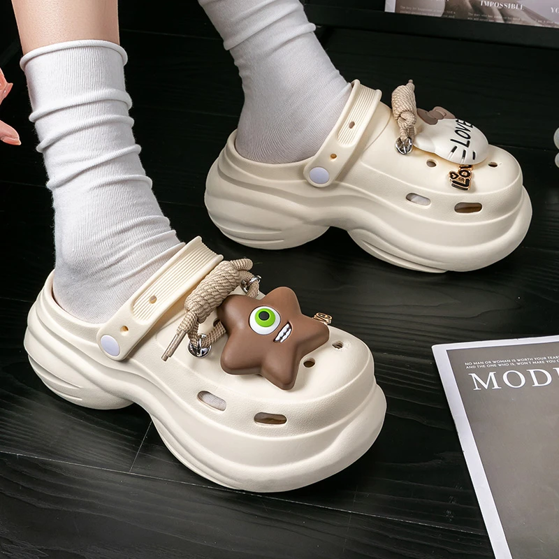 2025新款洞洞鞋女加厚底沙滩鞋增高防滑透气EVA不臭脚凉拖鞋女款