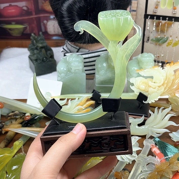 蛇纹石玉发簪合金