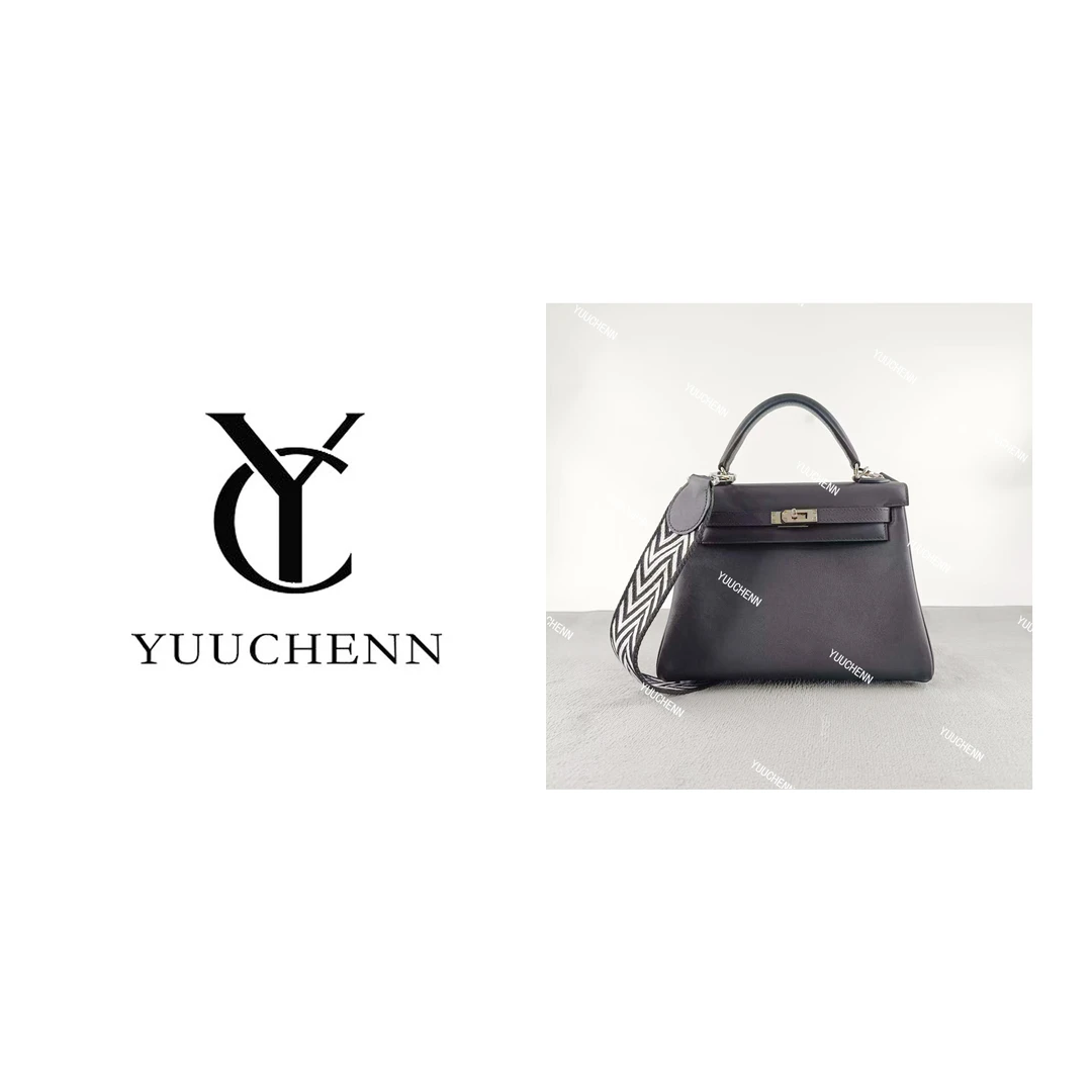 YUUCHENN/【kelly】进口牛皮28cm 黑拼粉 HH5037