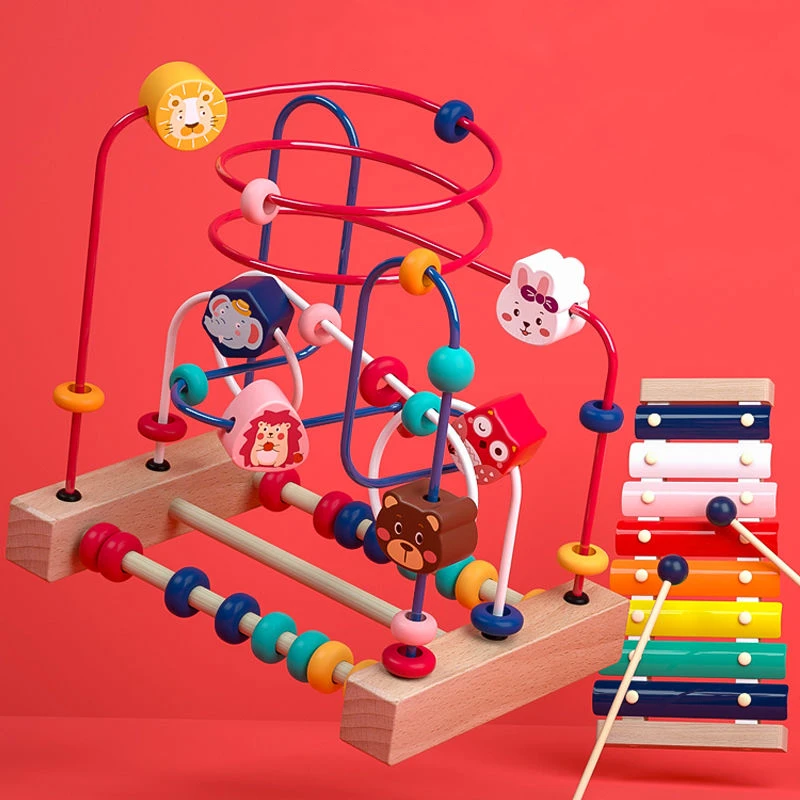 moondog婴幼儿绕珠宝宝1-12个月儿童益智串珠爆款推推乐玩具3岁