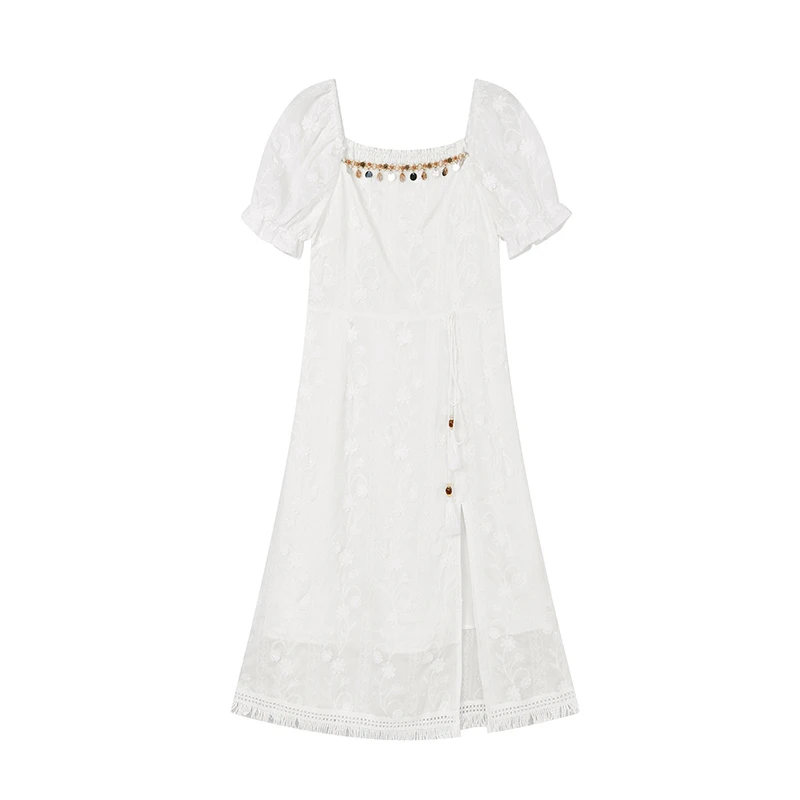 【云云专属】流苏拼接连衣裙W6783