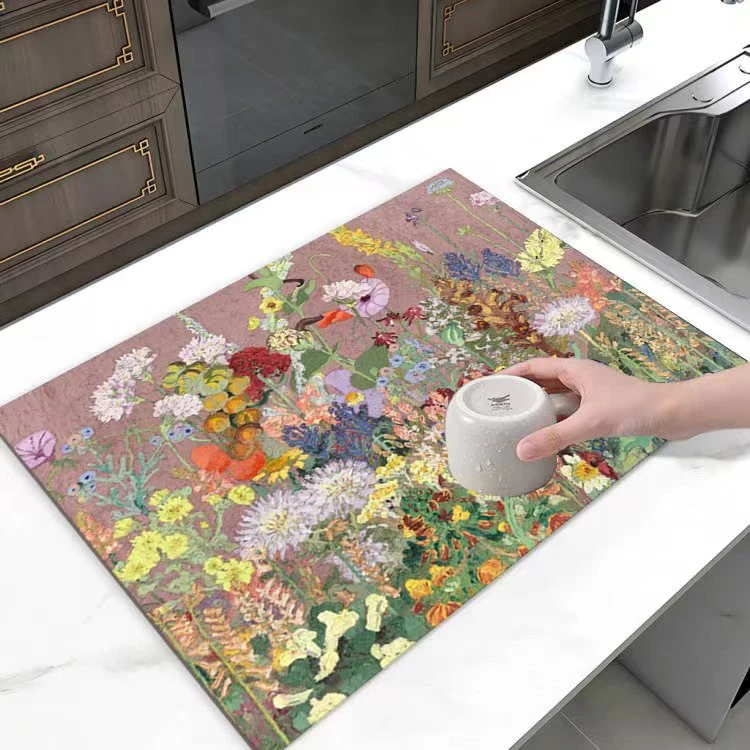 莫奈花园/家用桌垫吸水防滑厨房沥水垫餐垫茶垫浴室卫生间地垫