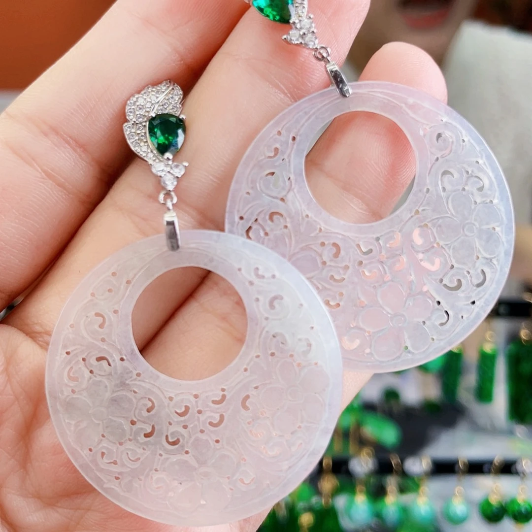 翡翠银S925镶嵌耳饰