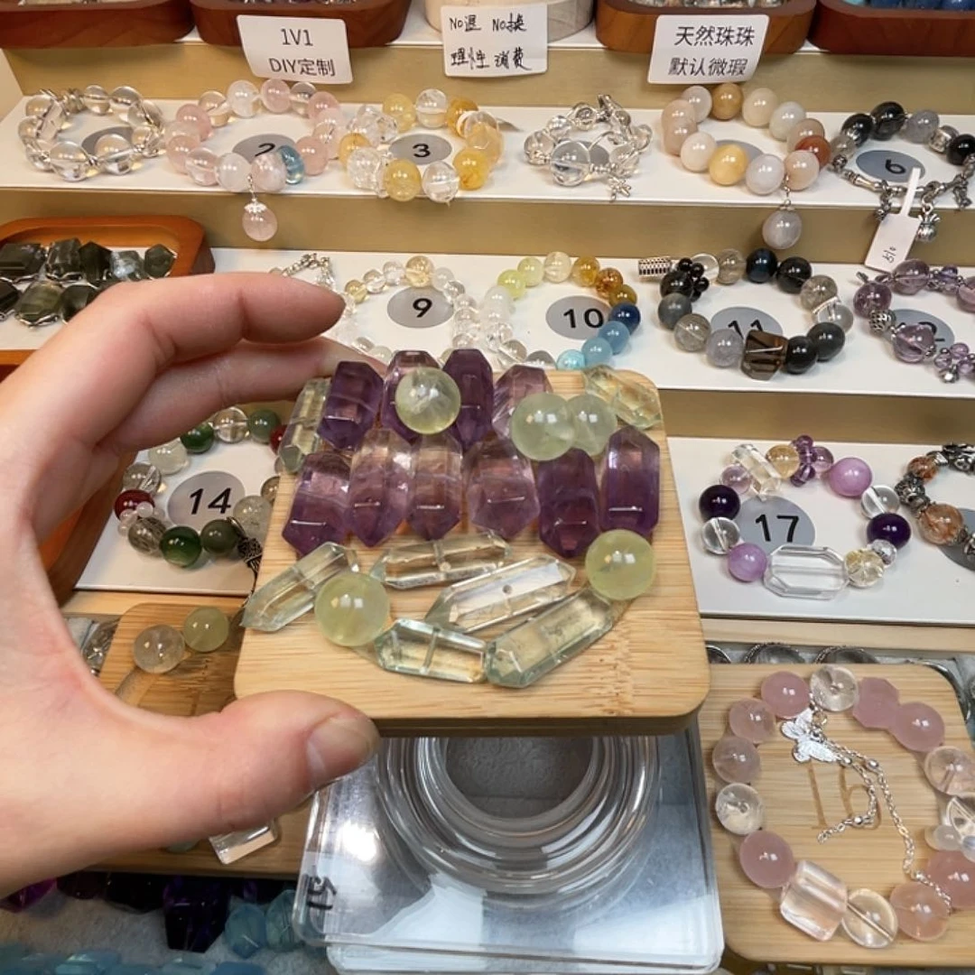 烟晶手链合金花*水晶