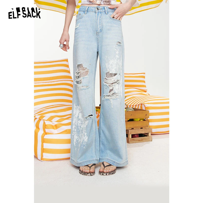 妖精的口袋夏季牛仔裤25209049破洞个性25209049