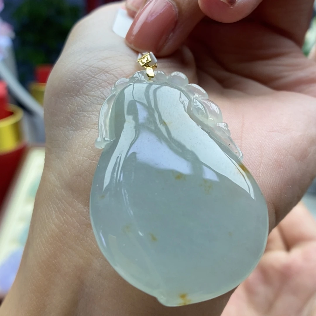 翡翠18K金镶嵌颈饰吊坠13