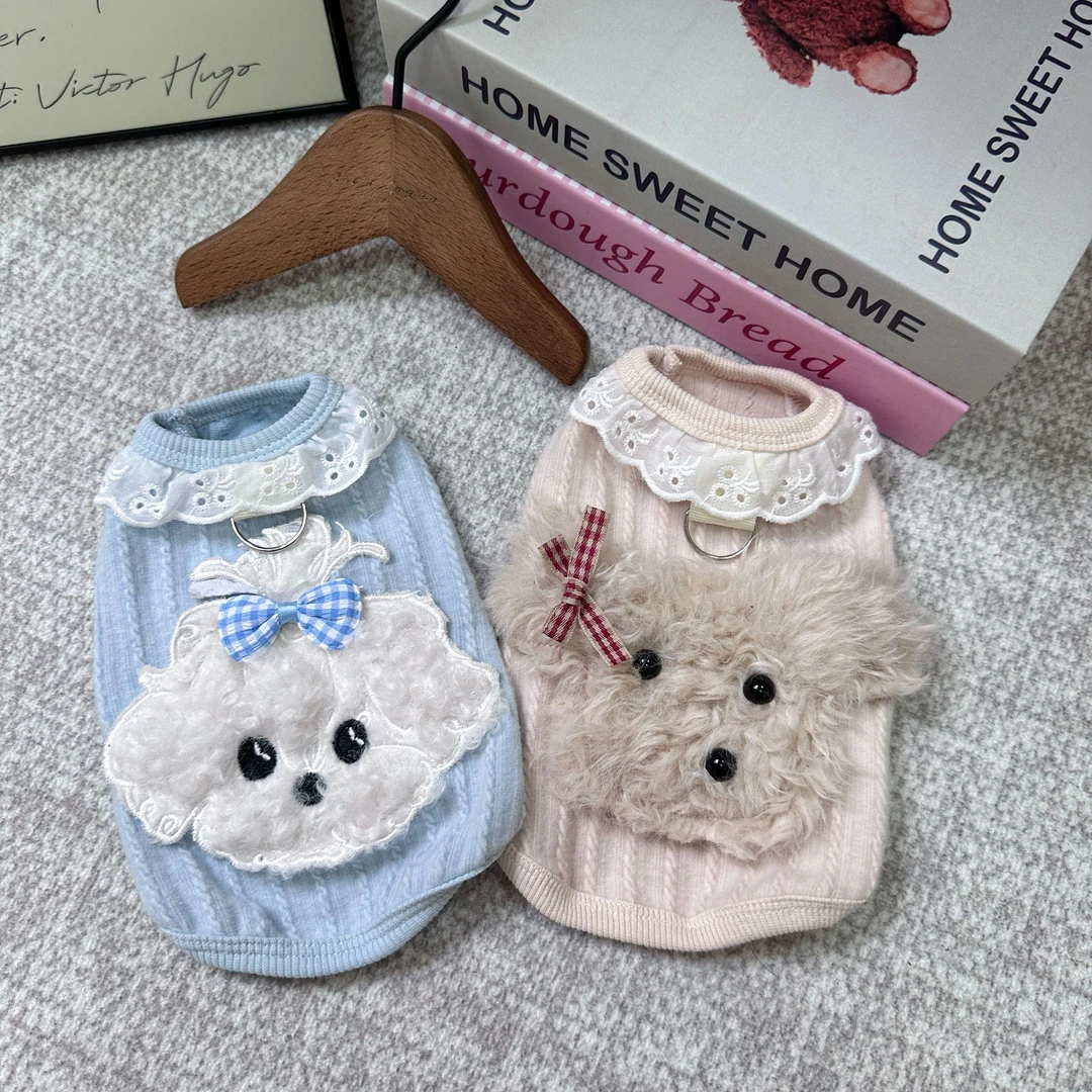 狗狗衣服秋冬季款新款磨毛可爱小狗背心带牵引泰迪猫咪小型犬服装