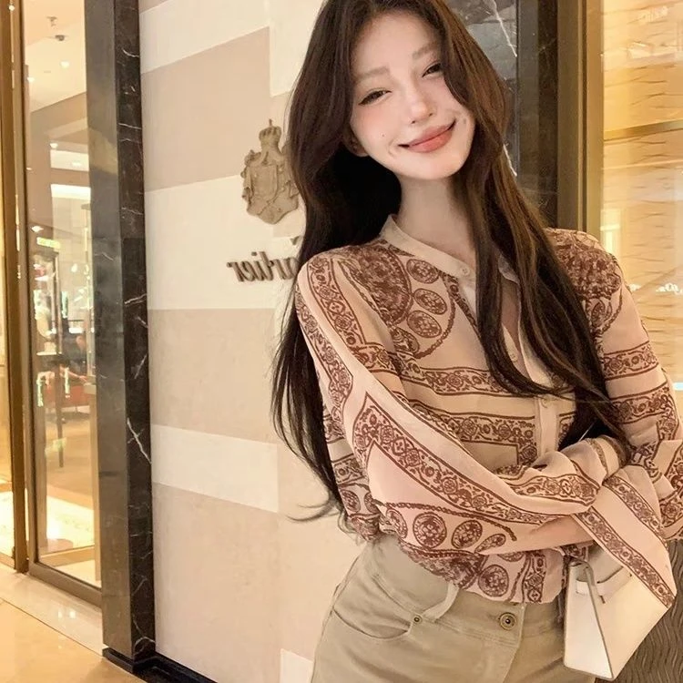 新疆西藏包邮复古雪纺衬衫外套女装夏季老钱风松弛感薄款长袖防晒