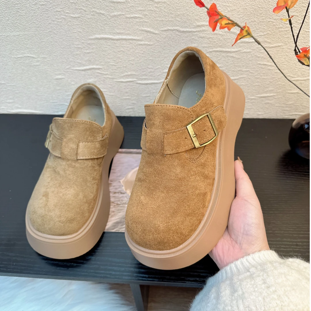 5CM增高勃肯舒适女鞋2025春季新款时尚百搭休闲复古一字扣舒适