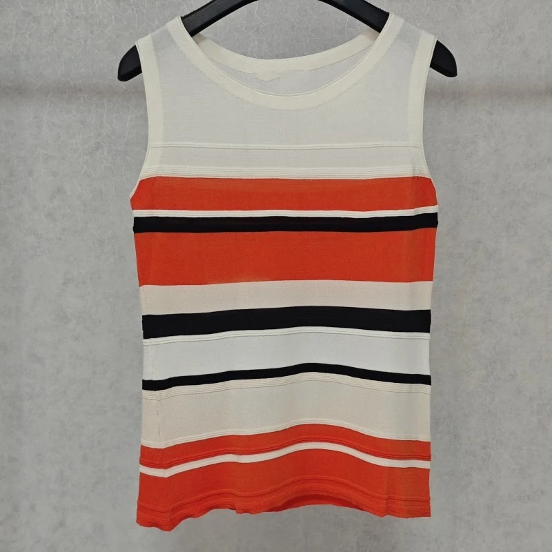 曼系列  S664-1  女装时尚线条针织背心桔色