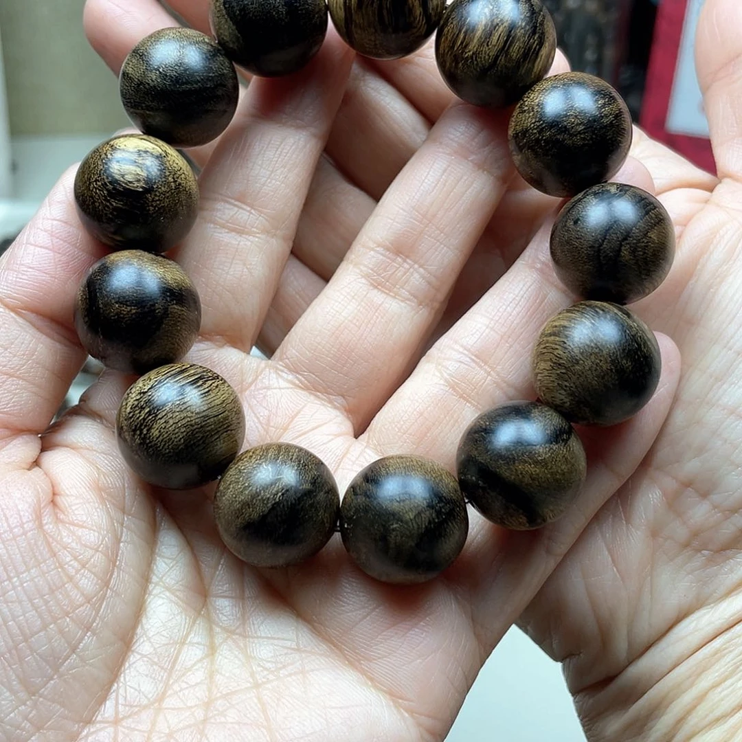 沉香手串只**初越南芽庄白奇楠留疤料虎斑纹