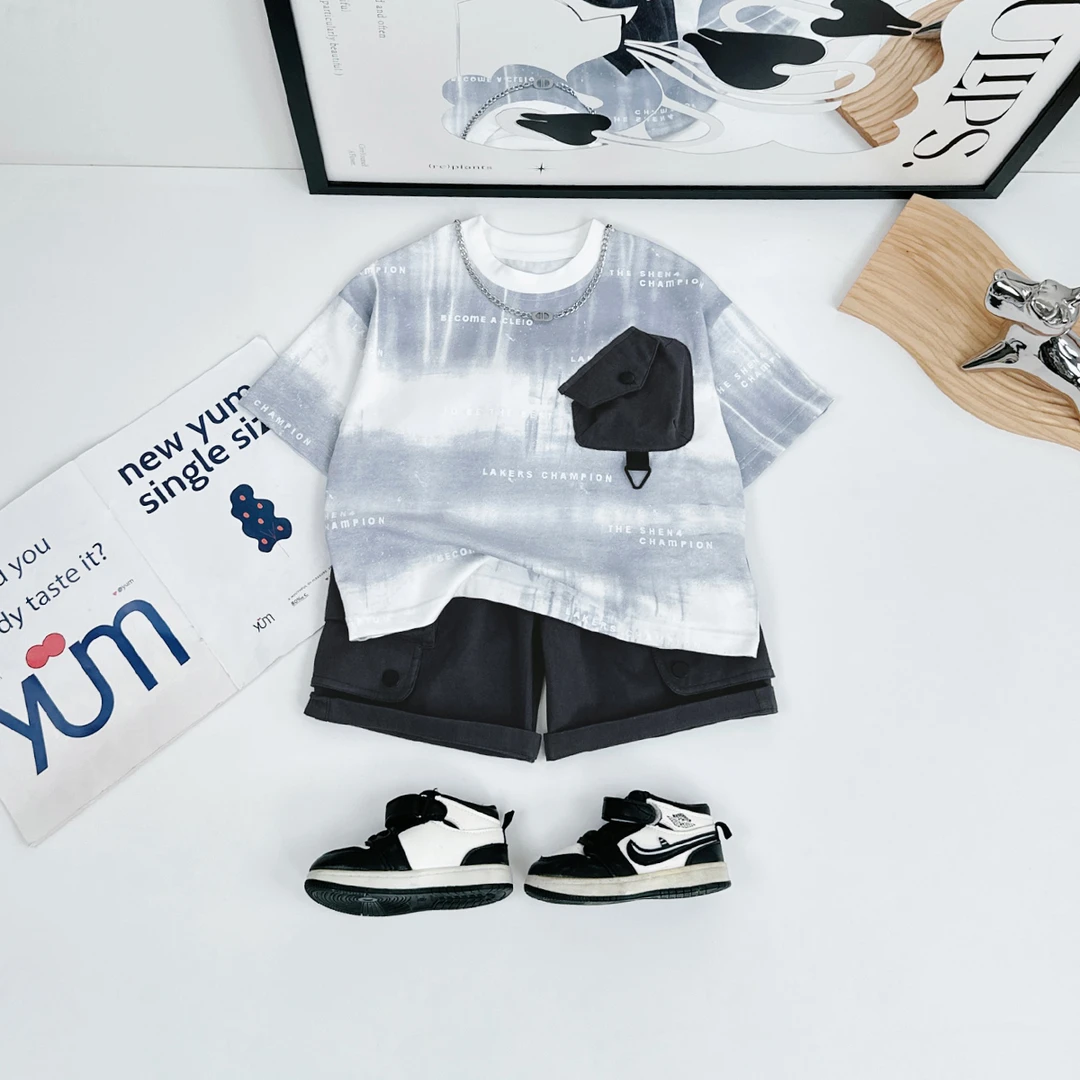 儿童套装夏季2025新款男童短袖两件套休闲 BQ25363Z 悠悠童话童装