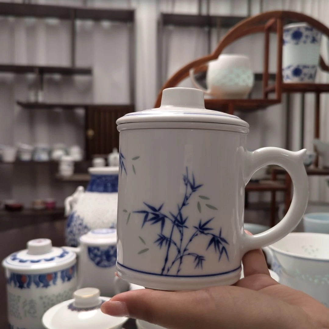 瓷节节高升茶漏杯两只装