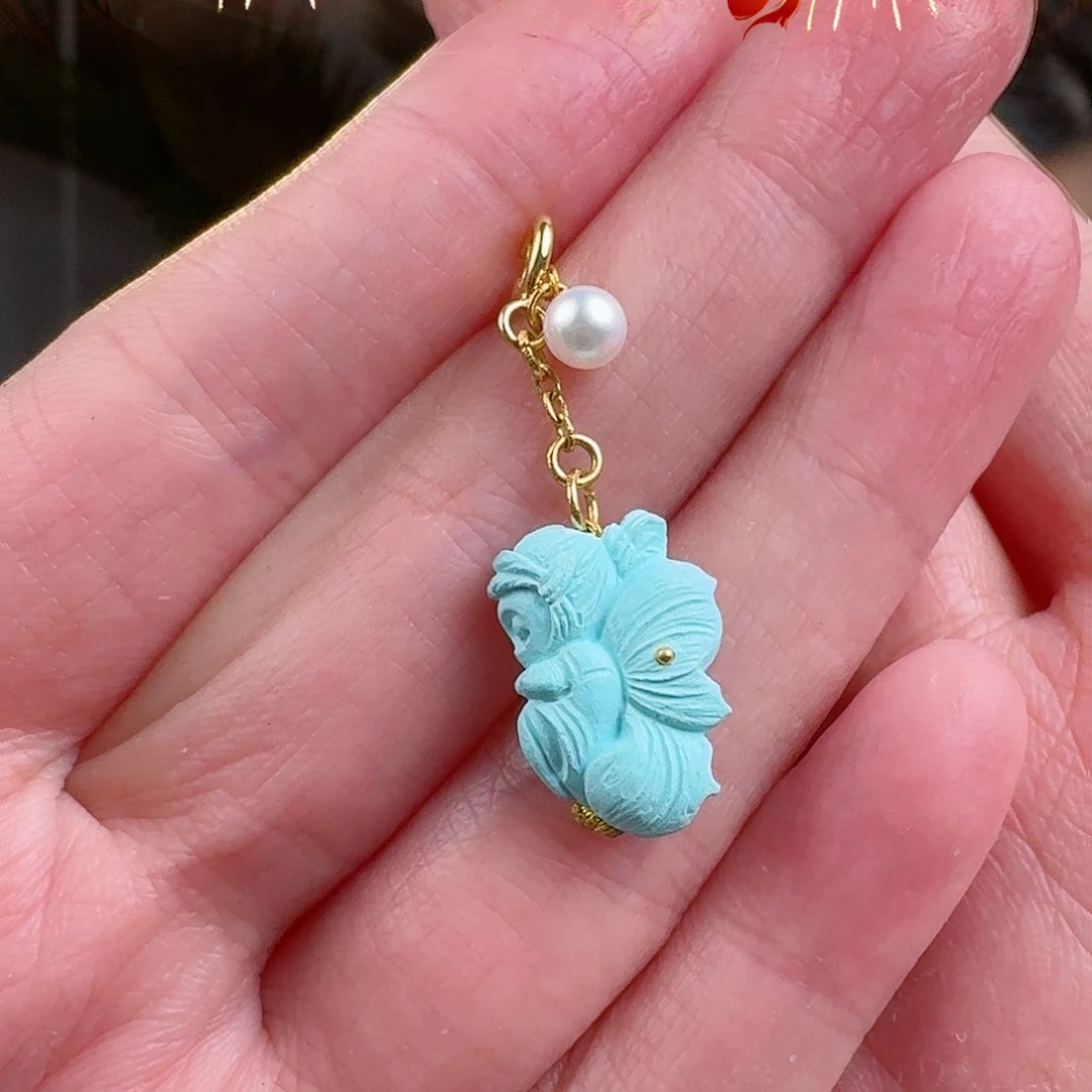 绿松石珠宝奇石18K金镶嵌