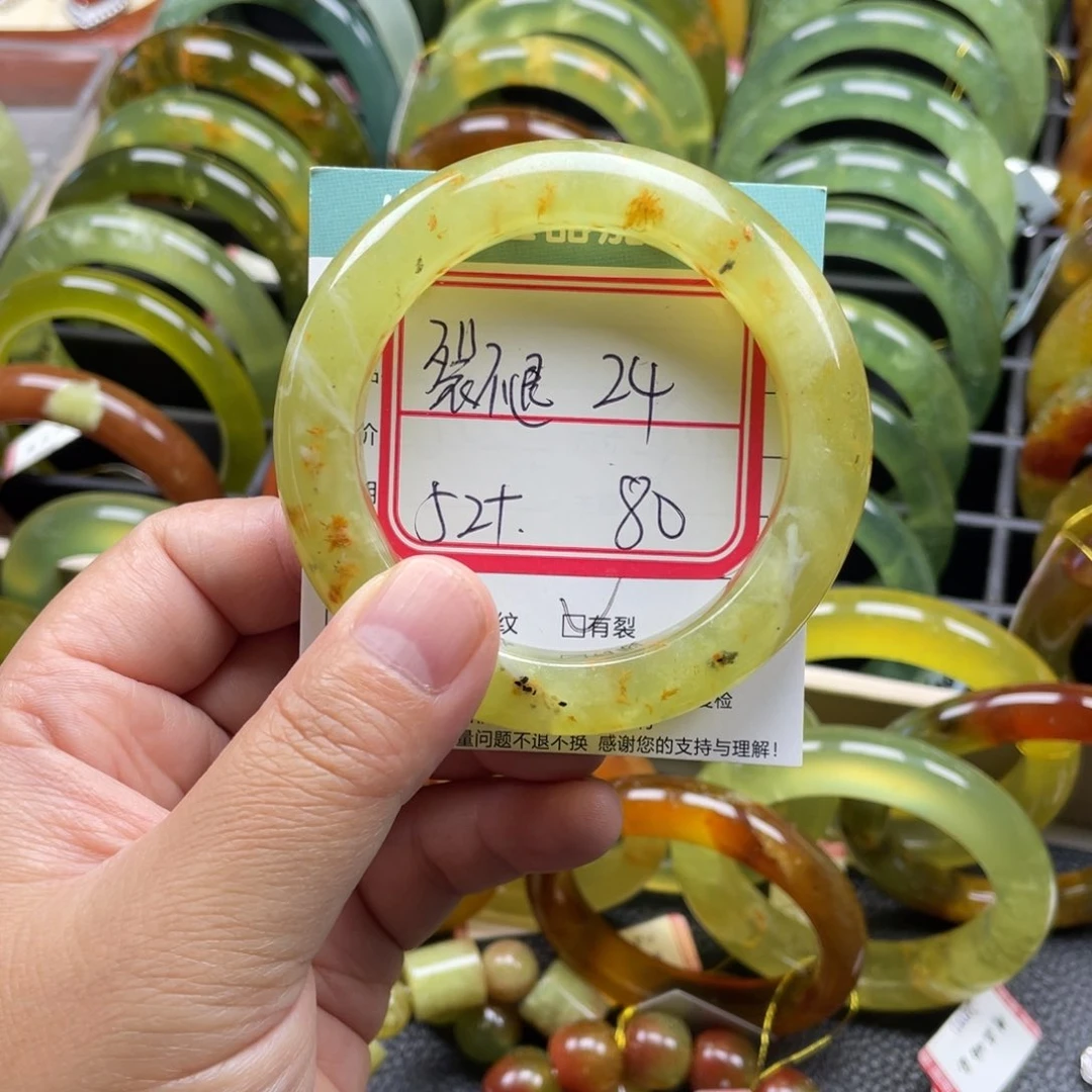 未镶嵌蛇纹石玉手镯有裂手镯特价不退不换