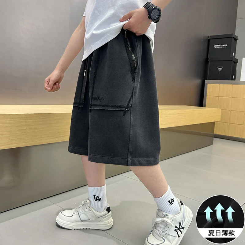 男童夏装薄款运动裤子2025新款儿童夏季休闲短裤中大童五分中裤潮