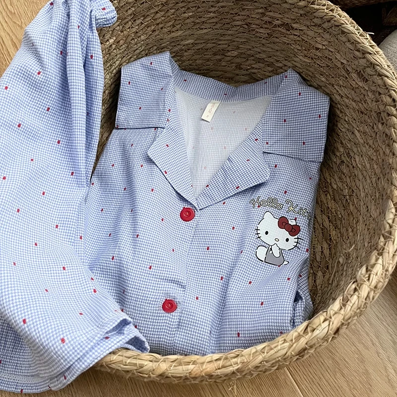 新款ins风HelloKitty卡通睡衣女2025夏季大码家居服短袖裤两件套