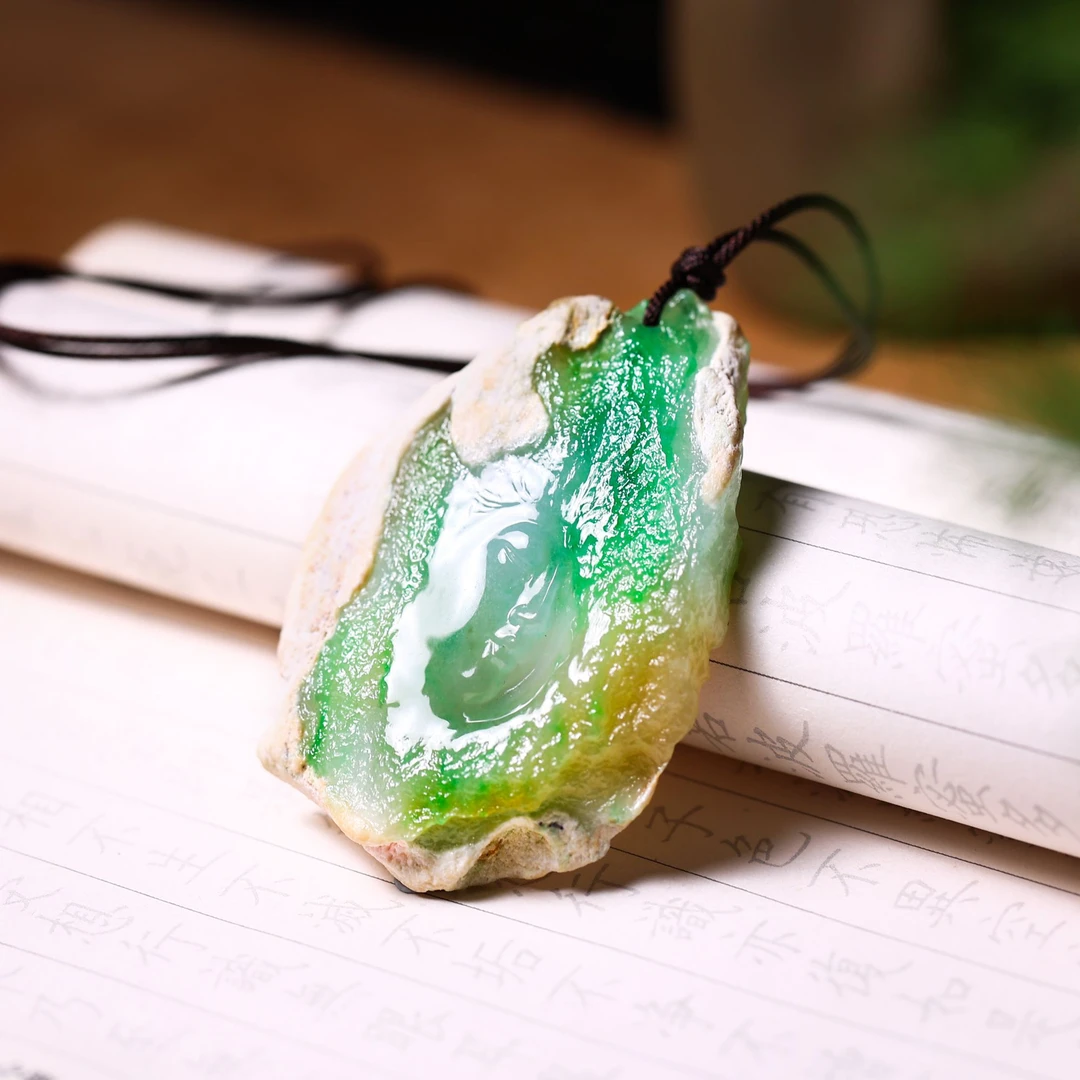 【庄家】自在系列 慈悲为怀 冰种双彩翡翠挂件 尺寸：73.5-54-12.3mm