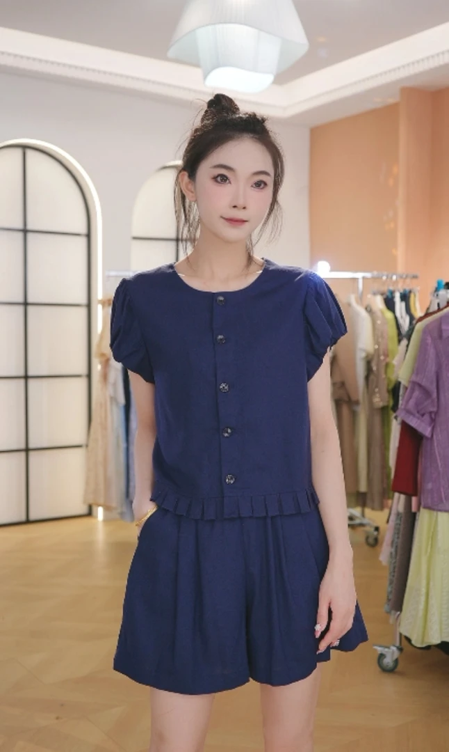 【送运费补贴】F法式时尚套装女夏季新款洋气上衣短款减龄两件套