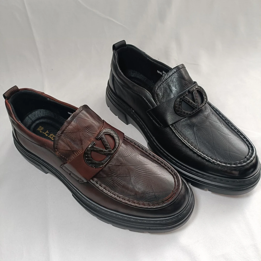 陇上红牛25529男士真皮秋季厚底英伦软底时尚百搭商务休闲皮鞋