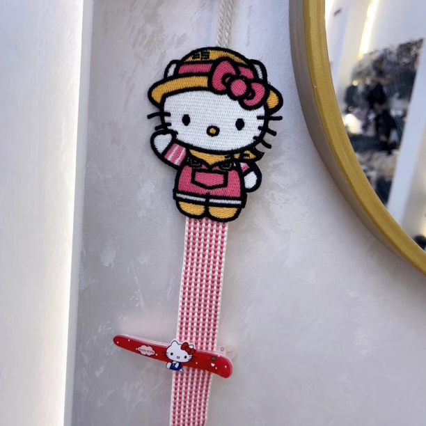 E102红色格子猫咪收纳条边夹