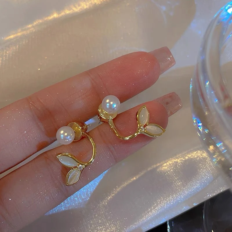 铜合金合成锆石耳饰 [鱼尾耳环]女士耳环1246