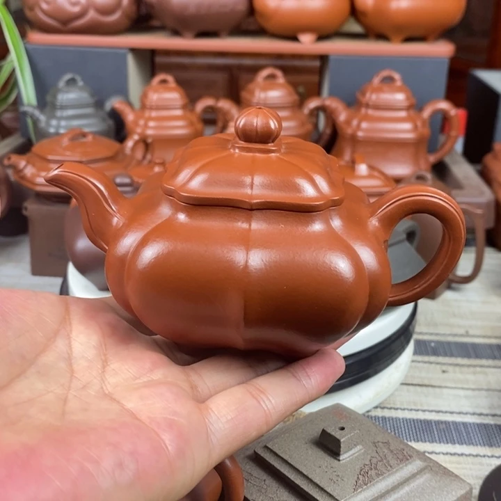 茶壶紫砂筋纹传炉250cc原矿赵庄朱泥