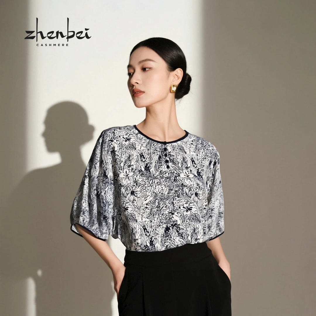 ZB/珍贝桑蚕丝圆领蝙蝠袖衫/45922