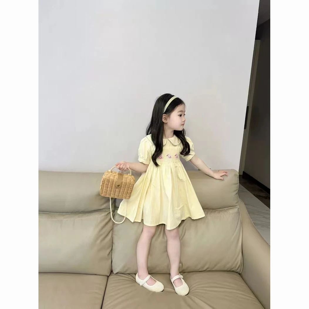 女童夏季新款2025夏装宝宝甜美洋气时髦超美连衣裙可爱小鸭子刺绣