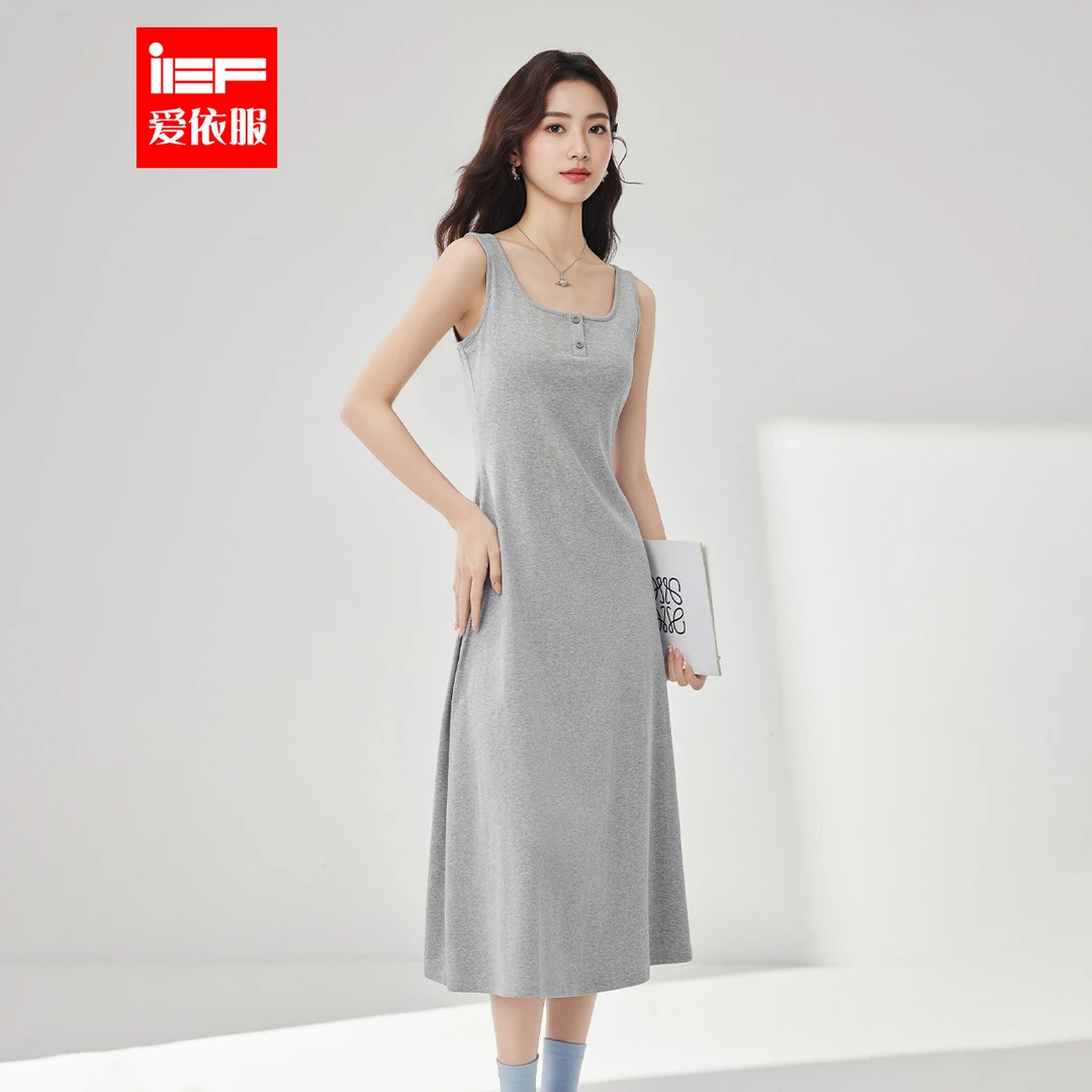 IEF/爱依服连衣裙2025夏季新款韩版简约休闲慵懒风百搭背心长裙