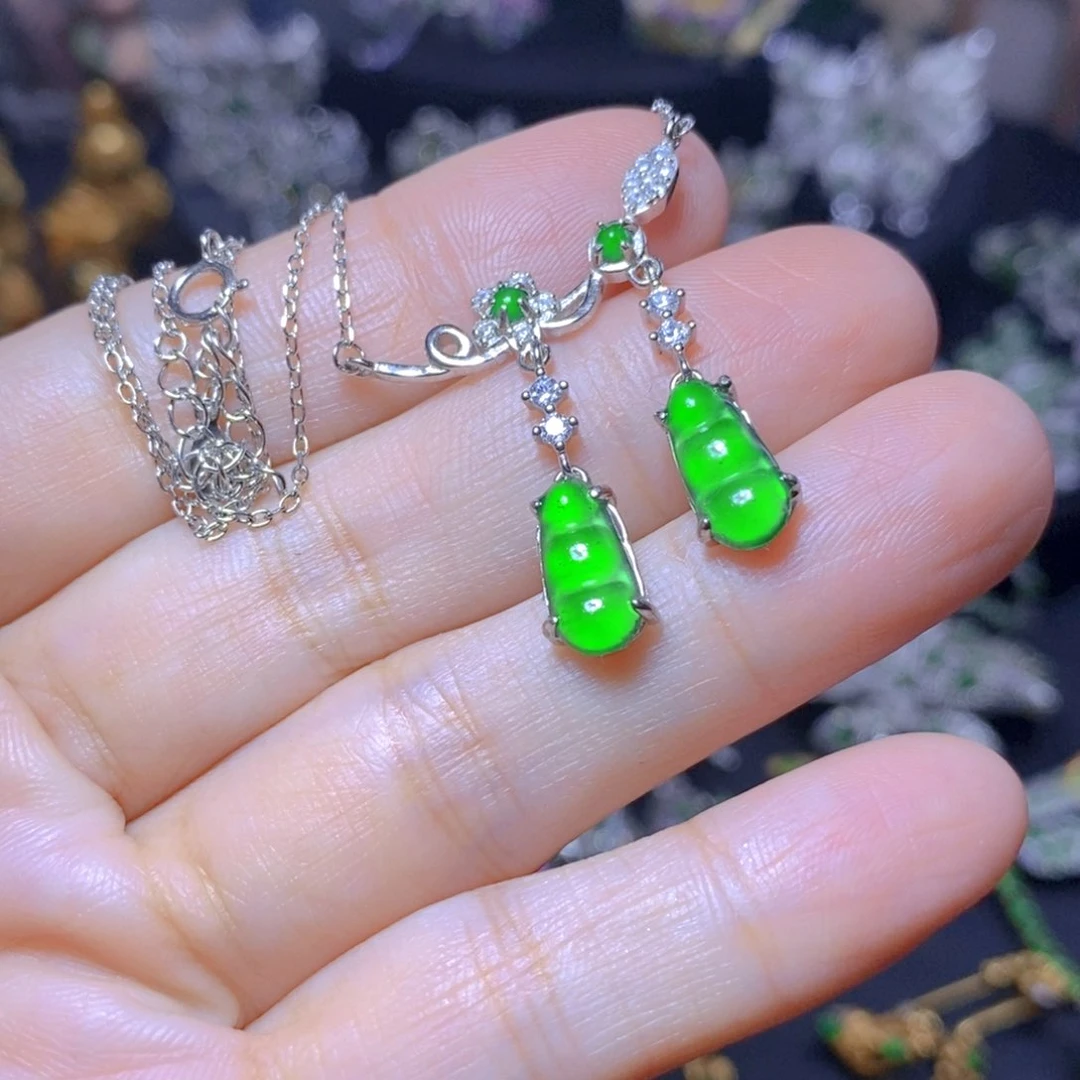 翡翠银S925镶嵌颈饰天然翡翠