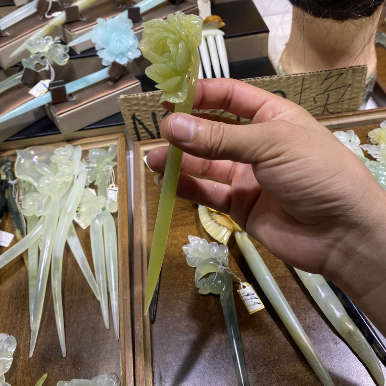 岫玉发簪、头饰、汉服发饰、简约玉簪、日常百搭、古风玉簪、精致发簪