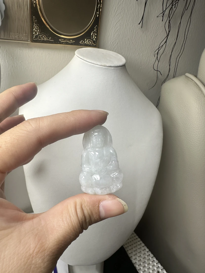天然翡翠A货观音吊坠