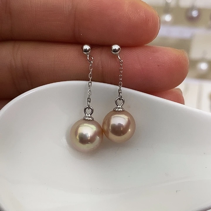 银S925镶嵌耳饰淡水珍珠