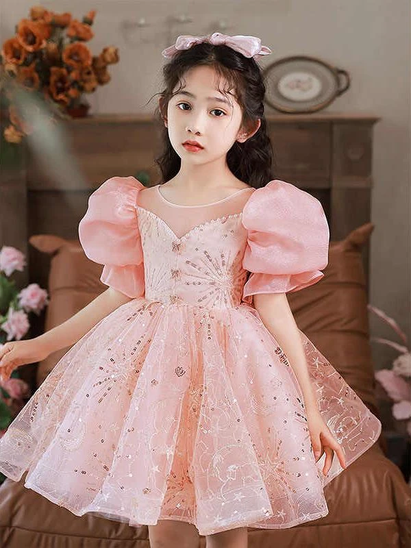 女童公主裙生日小女孩蓬蓬花童婚纱主持人钢琴演出服儿童晚礼服夏