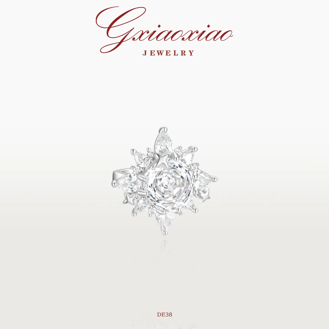 G XIAOXIAO 镀K金 玫瑰切气质轻奢高级百搭花朵耳夹 DE38