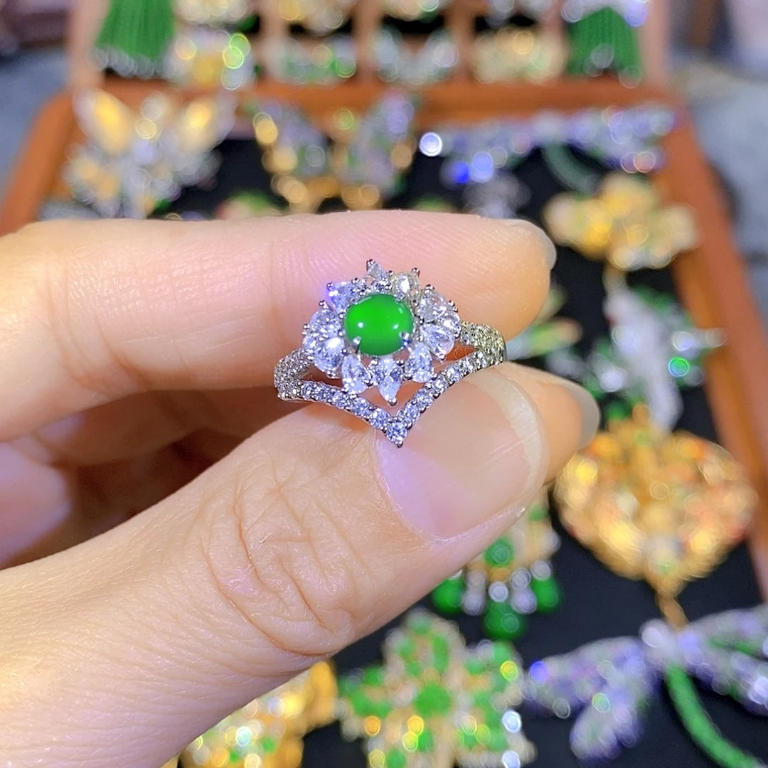 银S925镶嵌挂件翡翠