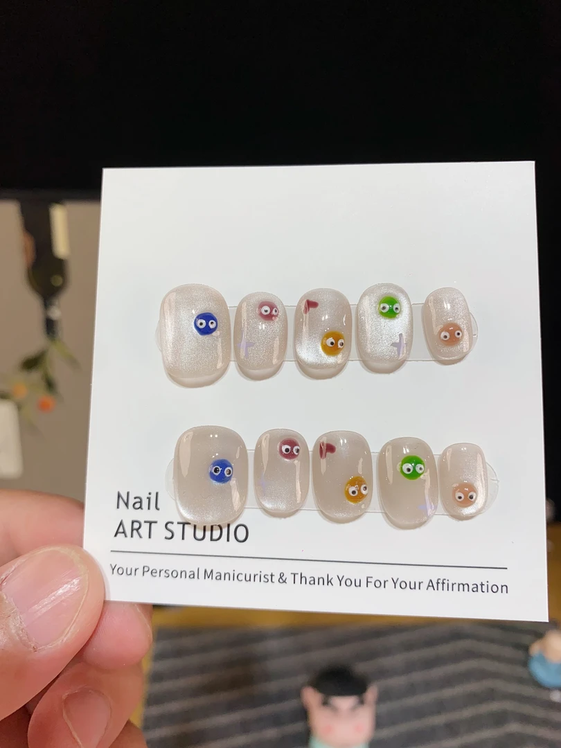 【千与千寻】纯手工猫眼短甲穿戴甲气质清新小众设计美甲