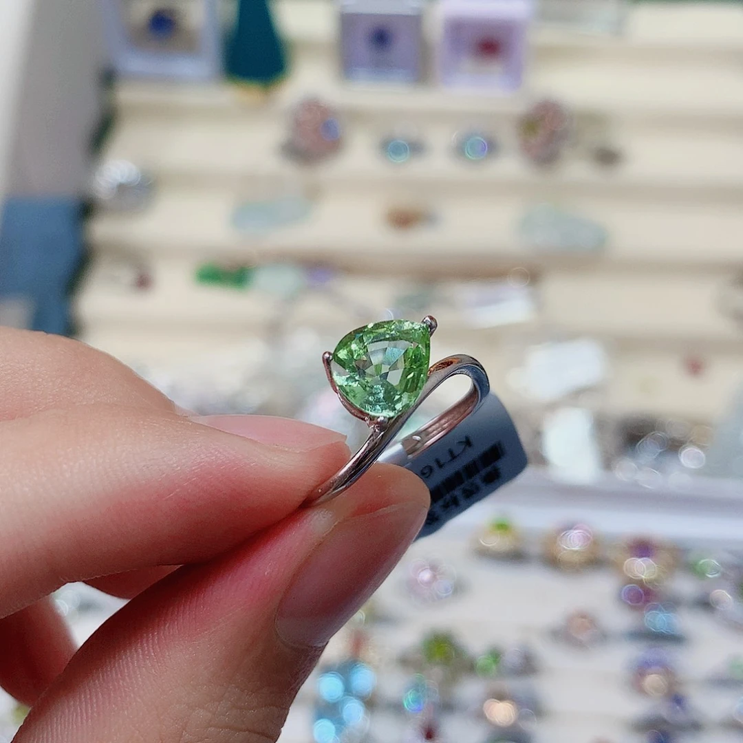 戒指戒指银S925镶嵌碧玺