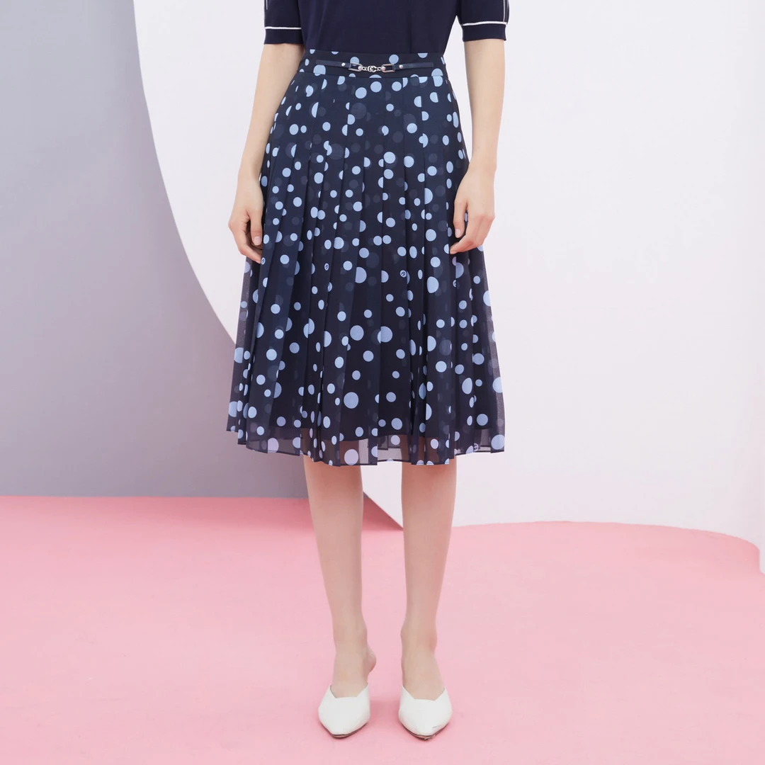 CADIDL【晨粉专享价】25复古撞色波点夏款度假A字裙半身裙商场同款